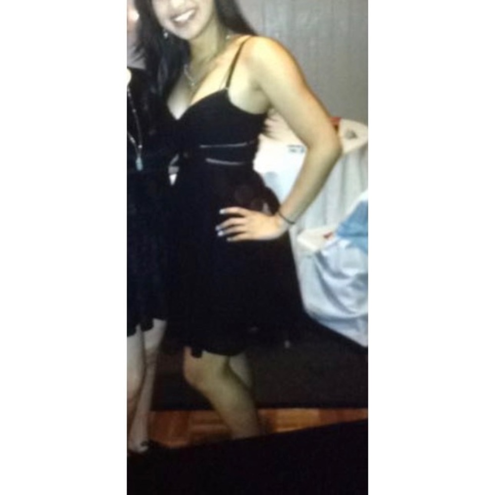 Black dress with mesh cutouts